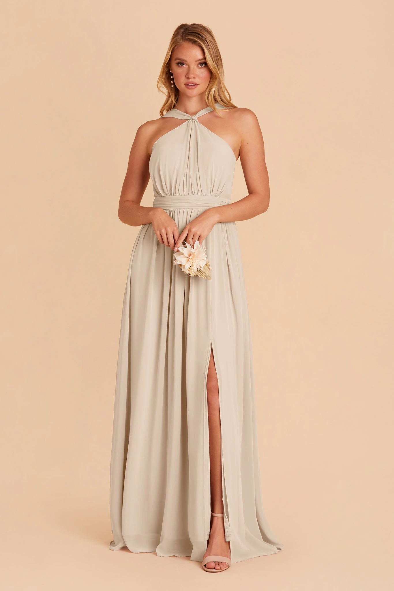 Kiko Chiffon Dress - Neutral Champagne 3 Kiko Chiffon Dress - Neutral Champagne