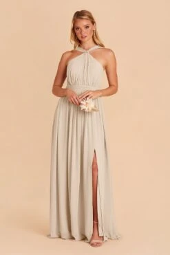 Kiko Chiffon Dress - Neutral Champagne 13 Kiko Chiffon Dress - Neutral Champagne -Elegance Bridal Store neutral champagne kiko slit bridesmaid dress 03