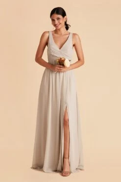 Laurie Empire Dress - Neutral Champagne -Elegance Bridal Store neutral champagne laurie slit bridesmaid dress 07