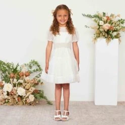 Liz Flower Girl Sash - Neutral Champagne -Elegance Bridal Store neutral champagne liz flower girl sash 03
