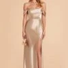 Mia Shiny Satin Convertible Dress - Neutral Champagne -Elegance Bridal Store neutral champagne mia convertible satin bridesmaid dress 02