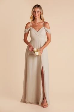 Spence Convertible Dress - Neutral Champagne -Elegance Bridal Store neutral champagne spence convertible slit bridesmaid dress 02