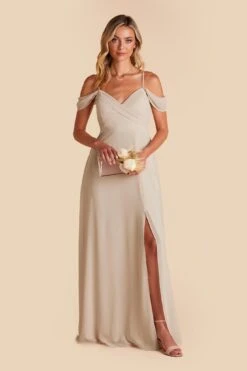 Spence Convertible Dress - Neutral Champagne -Elegance Bridal Store neutral champagne spence convertible slit bridesmaid dress 03