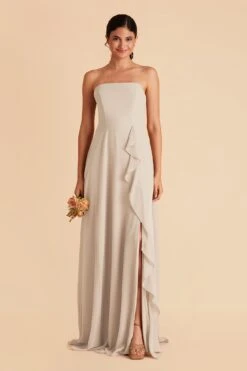 Winnie Convertible Chiffon Dress - Neutral Champagne -Elegance Bridal Store neutral champagne winnie convertible slit bridesmaid dress 04