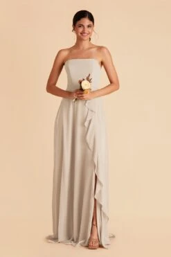 Winnie Convertible Chiffon Dress - Neutral Champagne -Elegance Bridal Store neutral champagne winnie convertible slit bridesmaid dress 05