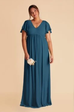 Hannah Empire Dress - Ocean Blue -Elegance Bridal Store ocean blue hannah plus size bridesmaid dress 01