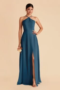 Juliet Chiffon Dress - Ocean Blue -Elegance Bridal Store ocean blue juliet convertible slit bridesmaid dress 02