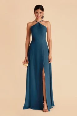 Juliet Chiffon Dress - Ocean Blue -Elegance Bridal Store ocean blue juliet convertible slit bridesmaid dress 03