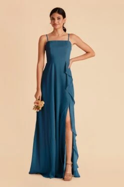 Winnie Convertible Chiffon Dress - Ocean Blue -Elegance Bridal Store ocean blue winnie convertible slit bridesmaid dress 02