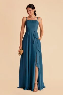 Winnie Convertible Chiffon Dress - Ocean Blue -Elegance Bridal Store ocean blue winnie convertible slit bridesmaid dress 03