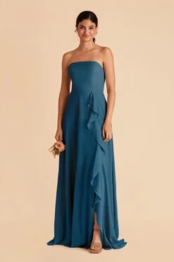 Winnie Convertible Chiffon Dress - Ocean Blue -Elegance Bridal Store ocean blue winnie convertible slit bridesmaid dress 04