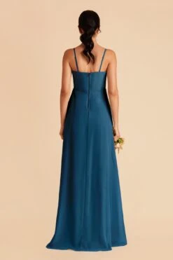 Winnie Convertible Chiffon Dress - Ocean Blue -Elegance Bridal Store ocean blue winnie convertible slit bridesmaid dress 05