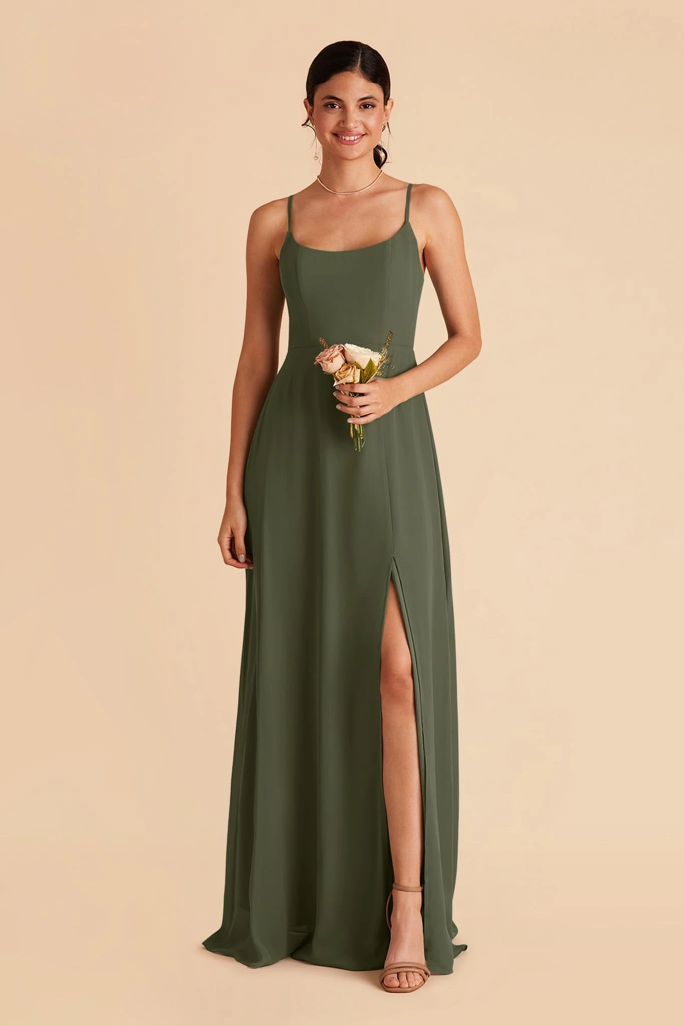 Amy Chiffon Dress - Olive 3 Amy Chiffon Dress - Olive