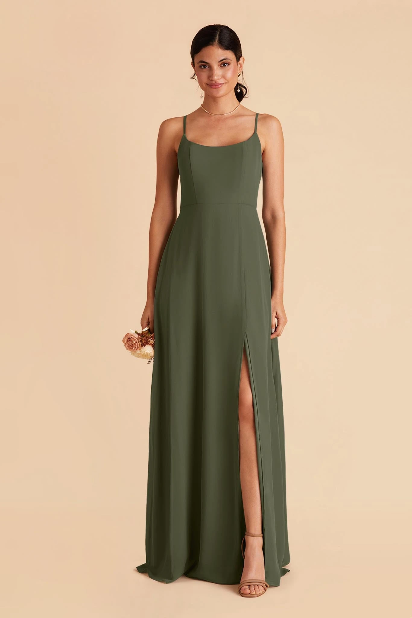 Amy Chiffon Dress - Olive 5 Amy Chiffon Dress - Olive - Image 3