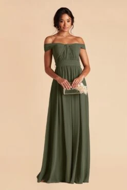 Grace Convertible Dress - Olive -Elegance Bridal Store olive grace convertible slit bridesmaid dress 03