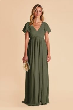 Hannah Empire Dress - Olive
