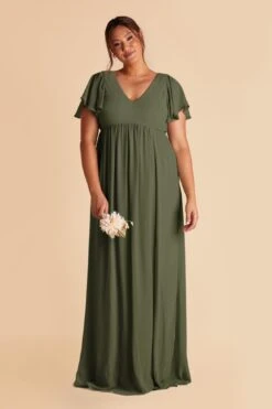 Hannah Empire Dress - Olive -Elegance Bridal Store olive hannah plus size bridesmaid dress 01