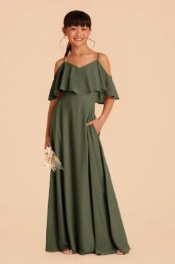Janie Convertible Junior Dress - Olive -Elegance Bridal Store olive janie convertible slit junior bridesmaid dress 01