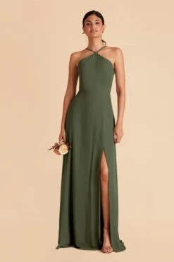 Juliet Chiffon Dress - Olive -Elegance Bridal Store olive juliet convertible slit bridesmaid dress 01