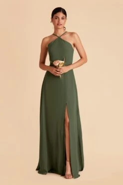 Juliet Chiffon Dress - Olive -Elegance Bridal Store olive juliet convertible slit bridesmaid dress 02