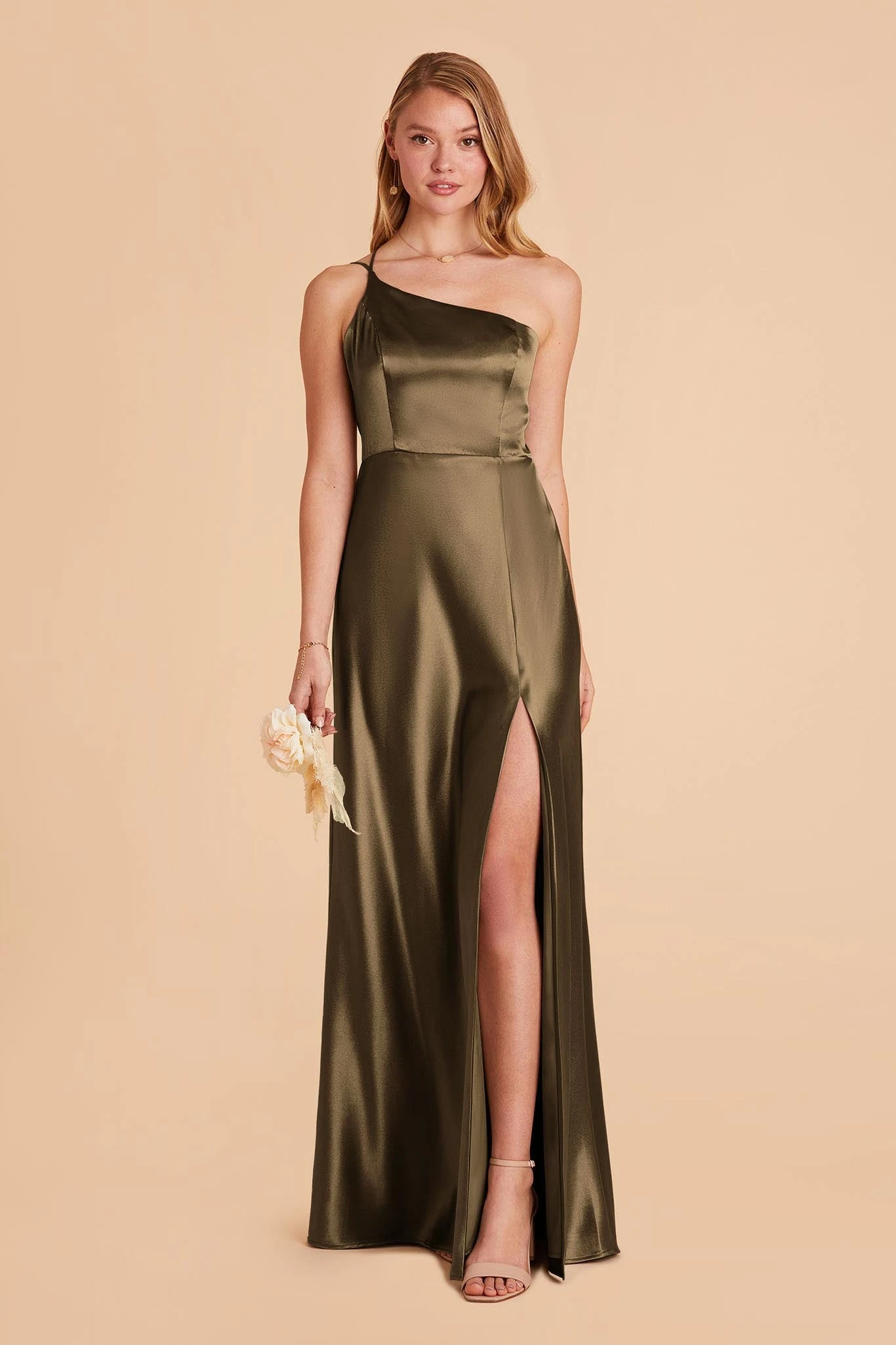 Kensie Shiny Satin Dress - Olive 3 Kensie Shiny Satin Dress - Olive