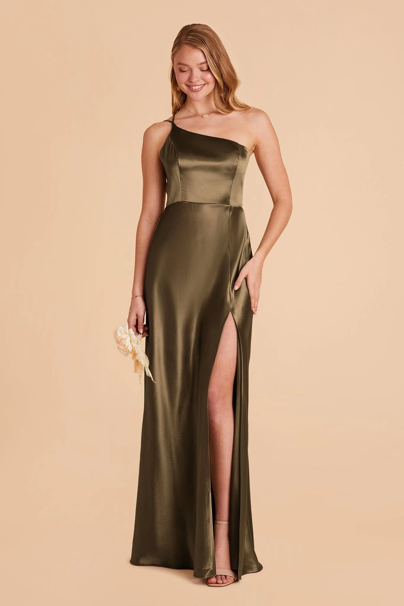 Kensie Shiny Satin Dress - Olive 6 Kensie Shiny Satin Dress - Olive - Image 4