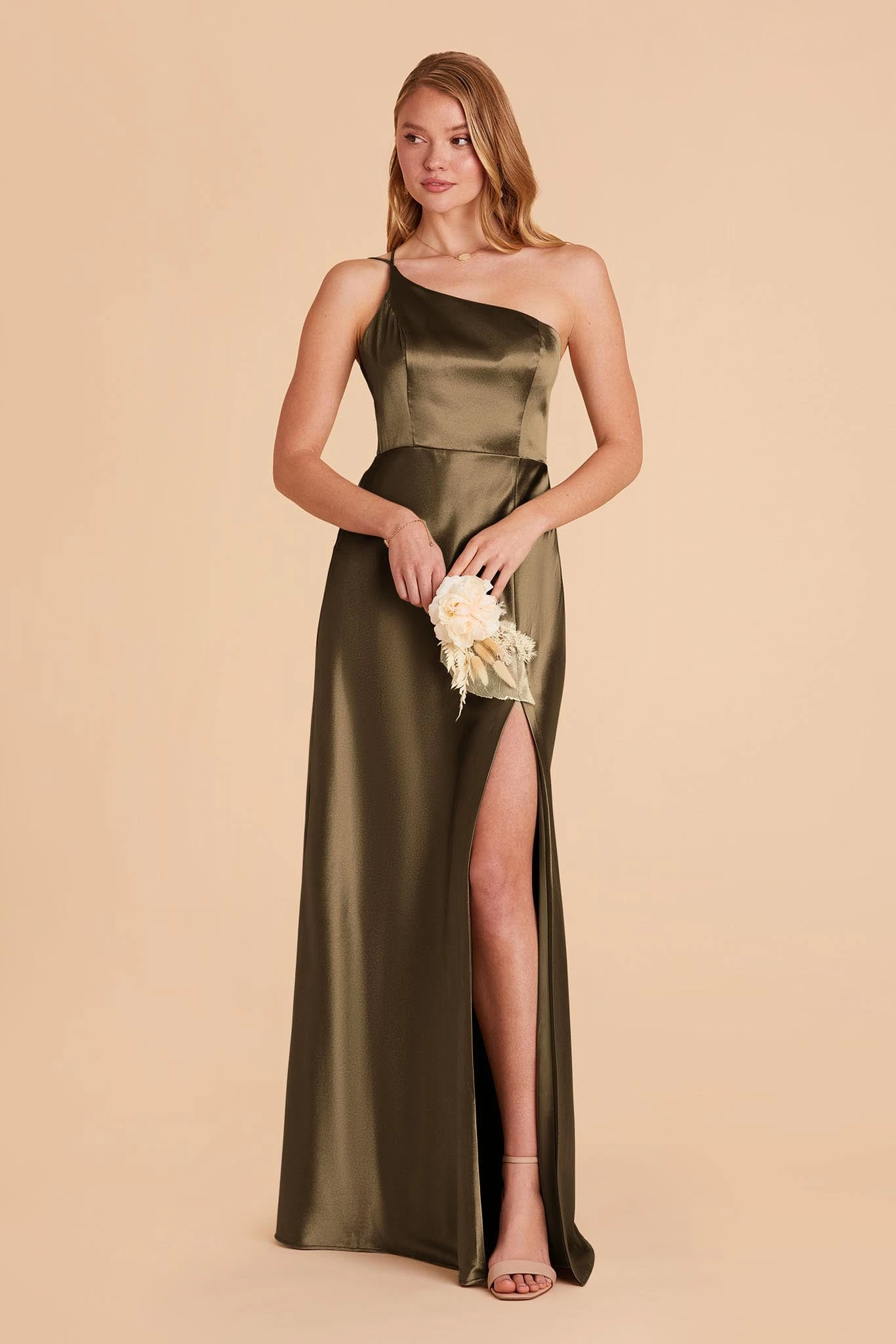 Kensie Shiny Satin Dress - Olive 5 Kensie Shiny Satin Dress - Olive - Image 3