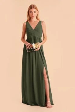 Laurie Empire Dress - Olive -Elegance Bridal Store olive laurie convertible slit bridesmaid dress 02