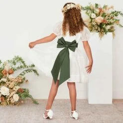 Liz Flower Girl Sash - Olive -Elegance Bridal Store olive liz flower girl sash 02 a4f7896a 6c26 449d a001 86eb171d1b0e