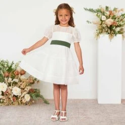 Liz Flower Girl Sash - Olive -Elegance Bridal Store olive liz flower girl sash 04
