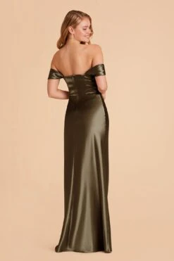 Mia Shiny Satin Convertible Dress - Olive -Elegance Bridal Store olive mia convertible satin bridesmaid dress 04
