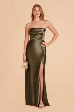 Mia Shiny Satin Convertible Dress - Olive -Elegance Bridal Store olive mia convertible satin bridesmaid dress 05