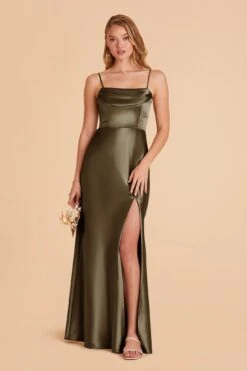 Mia Shiny Satin Convertible Dress - Olive -Elegance Bridal Store olive mia convertible satin bridesmaid dress 06