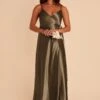 Cindy Shiny Satin Dress - Olive 1 Cindy Shiny Satin Dress - Olive -Elegance Bridal Store olive satin convertible bridesmaid dress 01