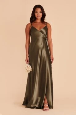 Cindy Shiny Satin Dress - Olive 17 Cindy Shiny Satin Dress - Olive -Elegance Bridal Store olive satin convertible bridesmaid dress 02