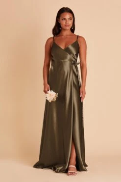 Cindy Shiny Satin Dress - Olive 19 Cindy Shiny Satin Dress - Olive -Elegance Bridal Store olive satin convertible bridesmaid dress 04