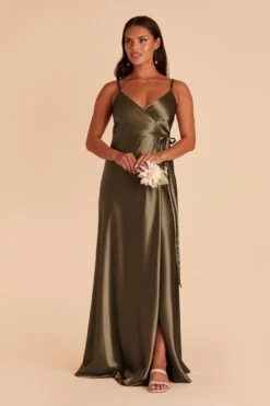 Cindy Shiny Satin Dress - Olive 20 Cindy Shiny Satin Dress - Olive -Elegance Bridal Store olive satin convertible bridesmaid dress 05