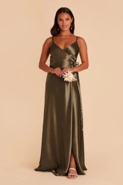 Cindy Shiny Satin Dress - Olive 21 Cindy Shiny Satin Dress - Olive -Elegance Bridal Store olive satin convertible bridesmaid dress 06