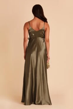 Cindy Shiny Satin Dress - Olive 22 Cindy Shiny Satin Dress - Olive -Elegance Bridal Store olive satin convertible bridesmaid dress 07