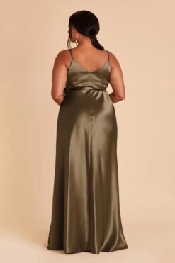 Cindy Shiny Satin Dress - Olive 27 Cindy Shiny Satin Dress - Olive -Elegance Bridal Store olive satin plus size convertible bridesmaid dress 06