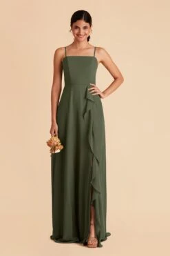 Winnie Convertible Chiffon Dress - Olive -Elegance Bridal Store olive winnie convertible slit bridesmaid dress 01