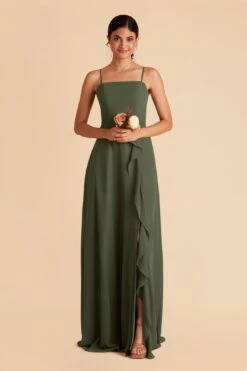 Winnie Convertible Chiffon Dress - Olive -Elegance Bridal Store olive winnie convertible slit bridesmaid dress 03
