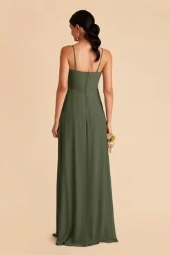 Winnie Convertible Chiffon Dress - Olive -Elegance Bridal Store olive winnie convertible slit bridesmaid dress 05