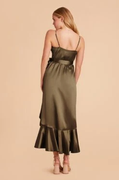 YC Shiny Satin Midi Dress - Olive 13 YC Shiny Satin Midi Dress - Olive -Elegance Bridal Store olive yc satin bridesmaid dress 04