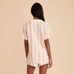 Eddie Pajama Set - Orange Stripe -Elegance Bridal Store orange striped eddie bridesmaid pajamas set 04