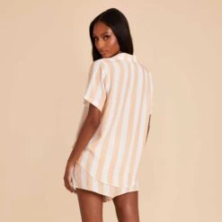 Eddie Pajama Set - Orange Stripe -Elegance Bridal Store orange striped eddie bridesmaid pajamas set 05