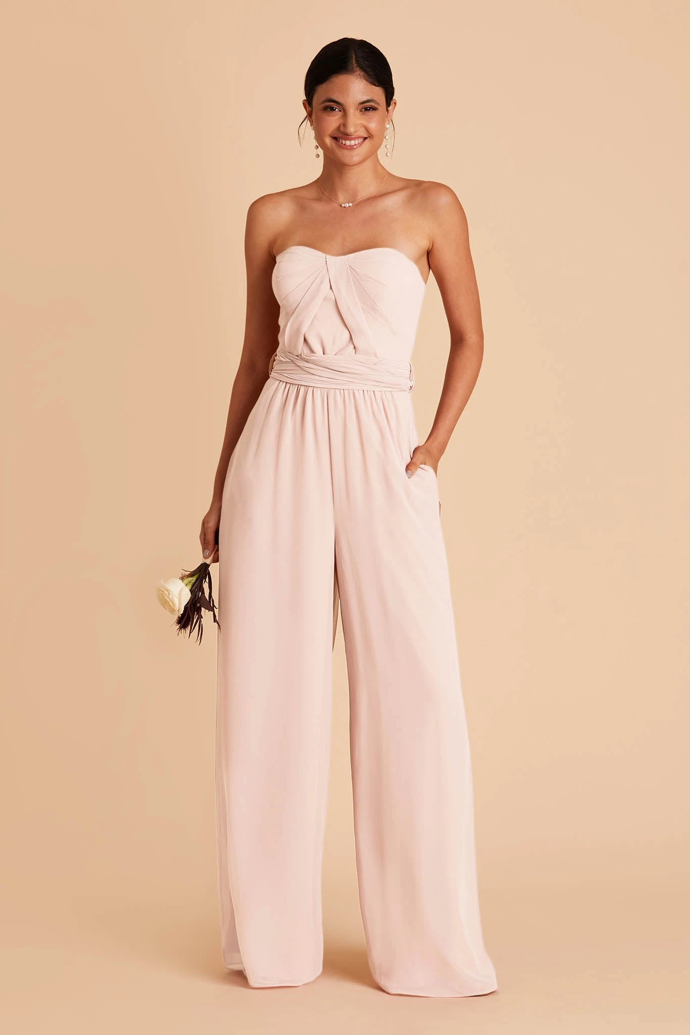 Gigi Convertible Jumpsuit - Pale Blush 5 Gigi Convertible Jumpsuit - Pale Blush - Image 3