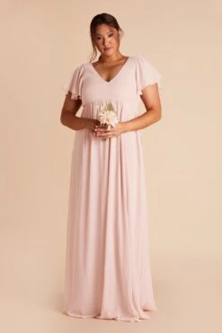 Hannah Empire Dress - Pale Blush 12 Hannah Empire Dress - Pale Blush -Elegance Bridal Store pale blush hannah plus size bridesmaid dress 01