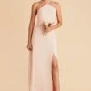 Juliet Chiffon Dress - Pale Blush 1 Juliet Chiffon Dress - Pale Blush -Elegance Bridal Store pale blush juliet slit bridesmaid dress 01