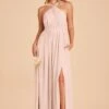 Kiko Chiffon Dress - Pale Blush 1 Kiko Chiffon Dress - Pale Blush -Elegance Bridal Store pale blush kiko slit bridesmaid dress 01